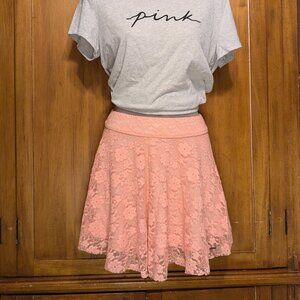 Pink lace mini skirt size XS